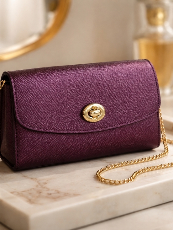 Coach Handbags - Coach Metallic Purple Crossbody Bag Euc